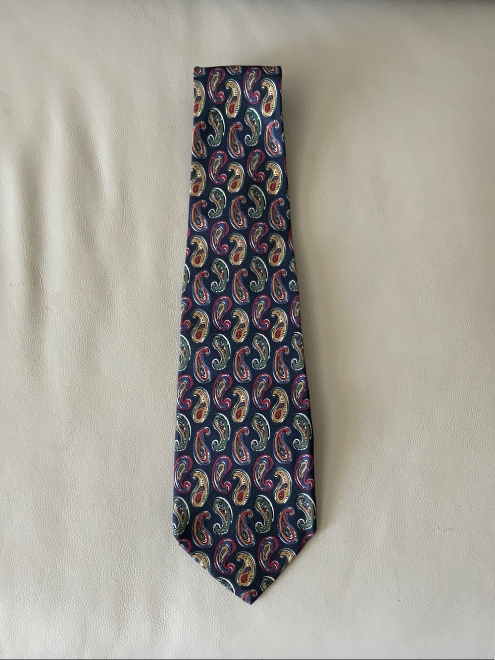 Fendi Navy Paisley Silk Tie with Multicolor Accents